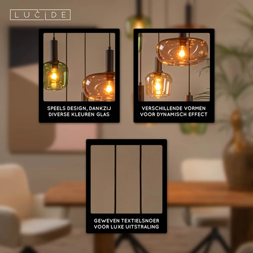 Lucide ILONA - Hanglamp - 5xE27 - Zwart - USP